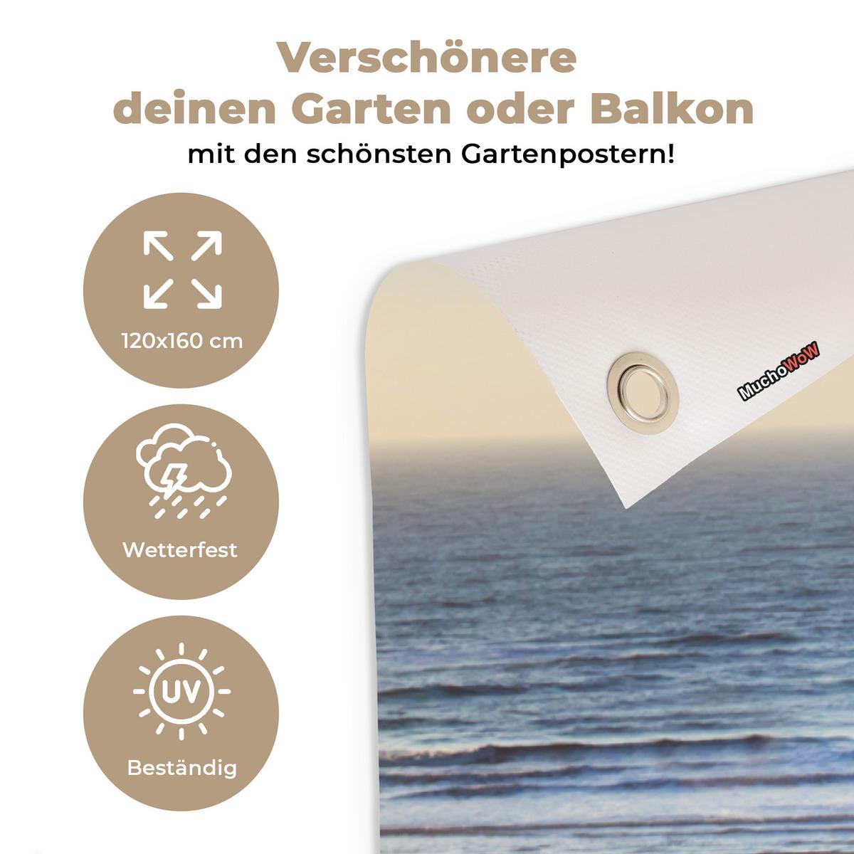 GARTENPOSTER Strand - Meer - Niederlande - Dünen - Sonne Gartendekoration 120x160 cm - Sandfarben, Kunststoff (120/160/0.2cm) - OnlyWow