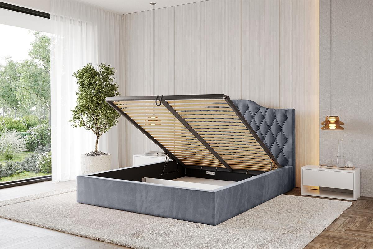 POLSTERBETT mit Bettkasten und Lattenrost, Boxbett ohne Matratze - FALIO 120x200 Grau - Grau, Holzwerkstoff/Textil (120/200cm) - ALTDECOR