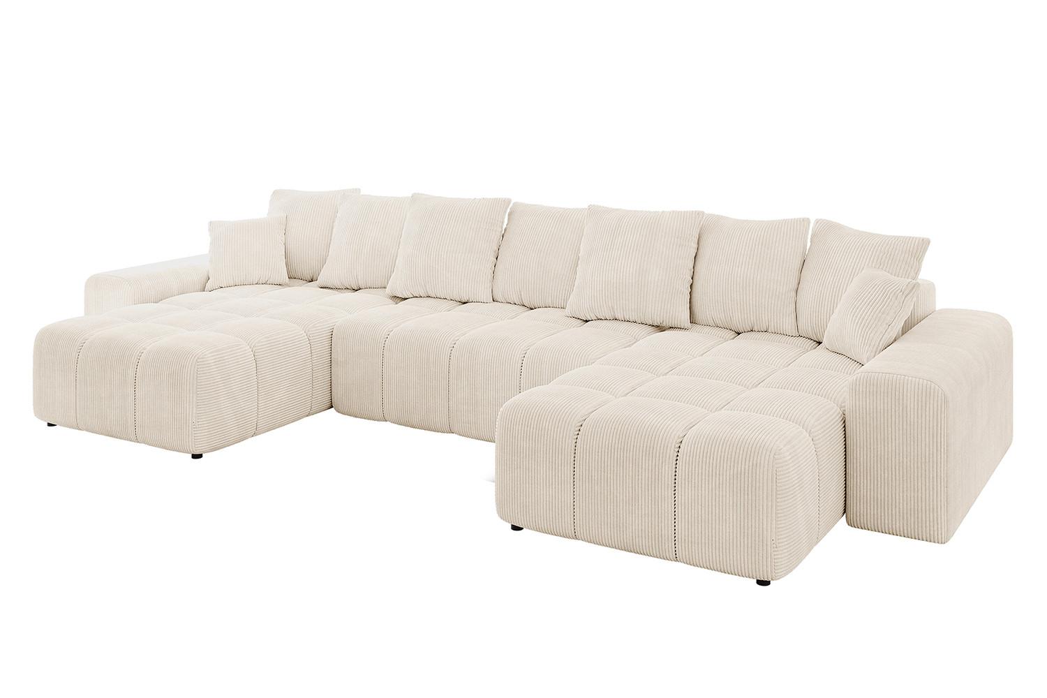 WOHNLANDSCHAFT ENIL-U 401x189x68 Beige Cord - Beige, Holzwerkstoff/Kunststoff (401/68/189cm) - ALTDECOR