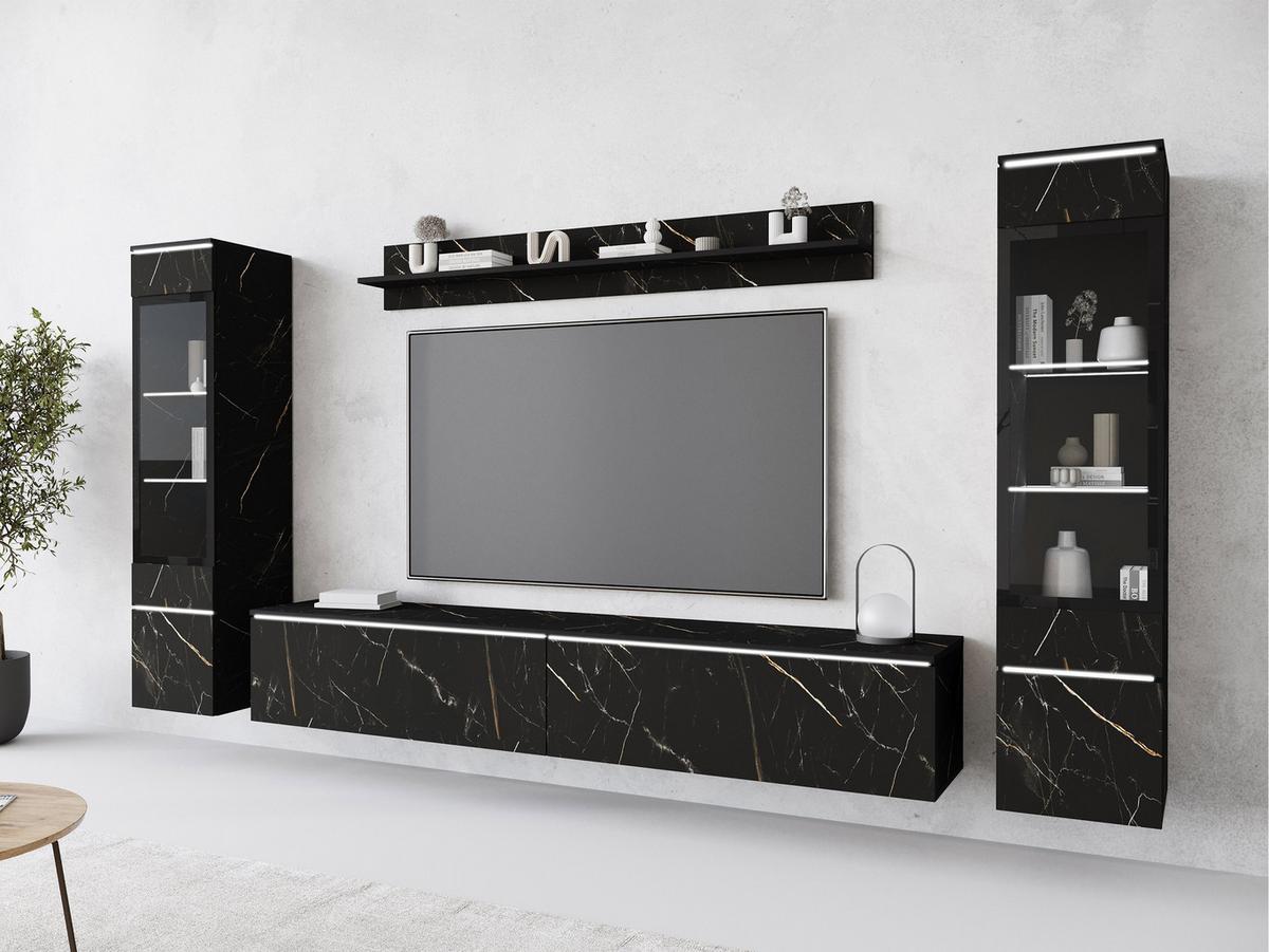 WOHNWAND Vera II mit weißer LED Beleuchtung - Braun, Holzwerkstoff (30/130/33cm) - MIRJAN24