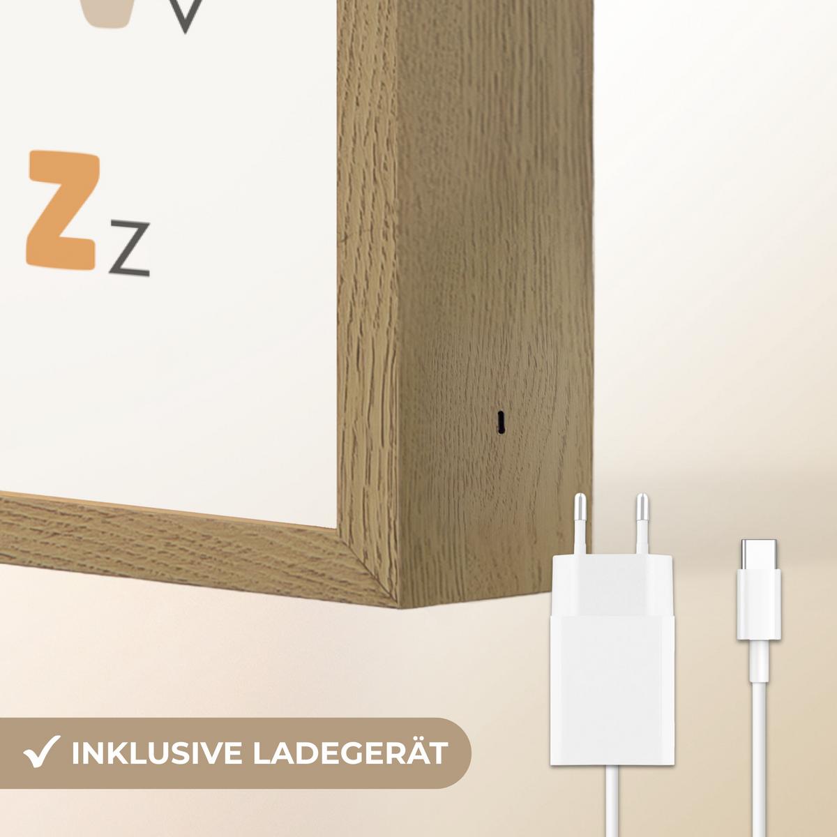 NACHTTISCHLAMPE MIT AKKU Pädagogisch - Alphabet lernen - Farbenfroh - Weiß - Buchstaben 60x90 cm - Weiß, Holzwerkstoff (8/60/90cm) - OnlyWow
