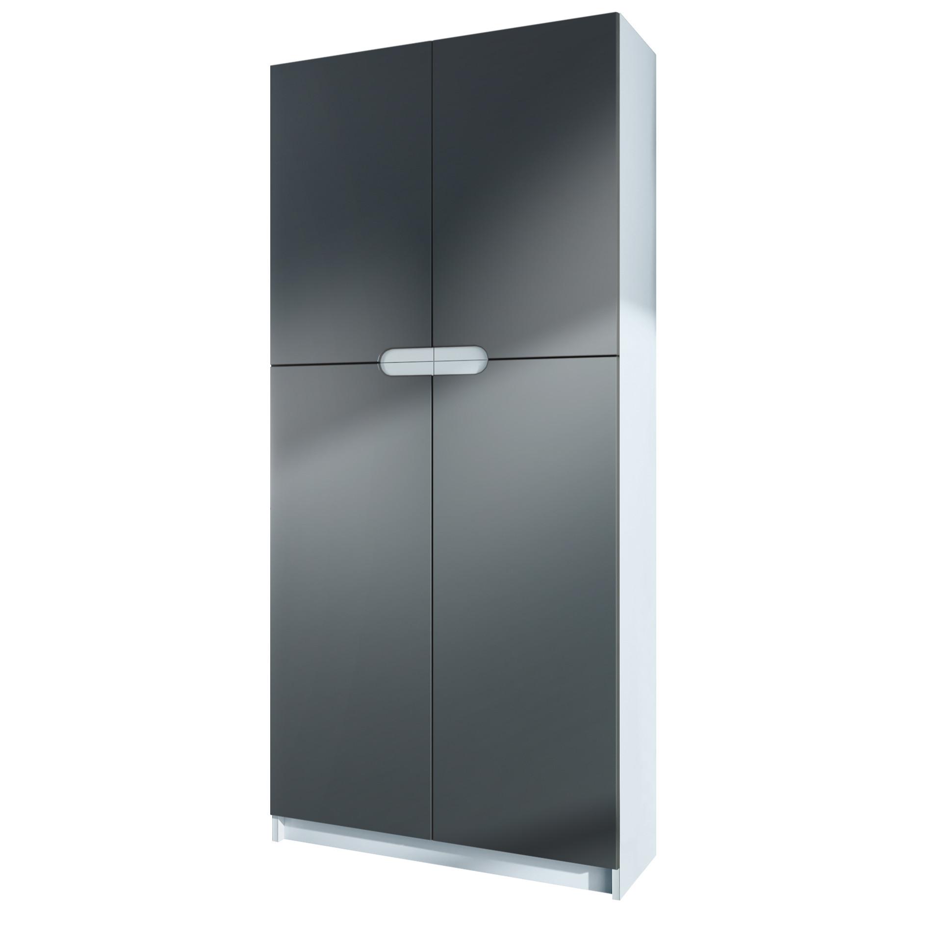 BÜROSCHRANK Logan Fronten in Graphit Seidenmatt - Graphitfarben, Holzwerkstoff (82/184/37cm) - Vladon