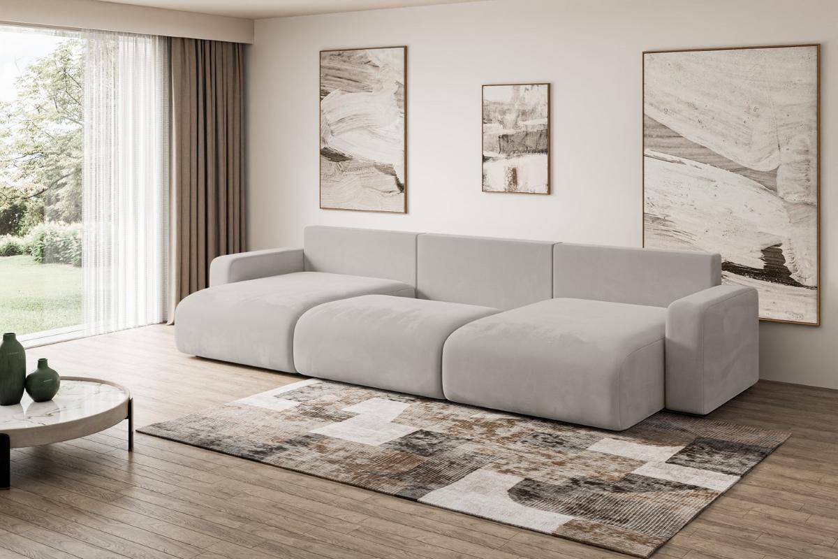 WOHNLANDSCHAFT mit Schlaffunktion und Bettkasten KLEEA-U - 347x143x83 cm Hellbraun Velours - Hellbraun/Schwarz, Holzwerkstoff/Kunststoff (347/83/143cm) - ALTDECOR