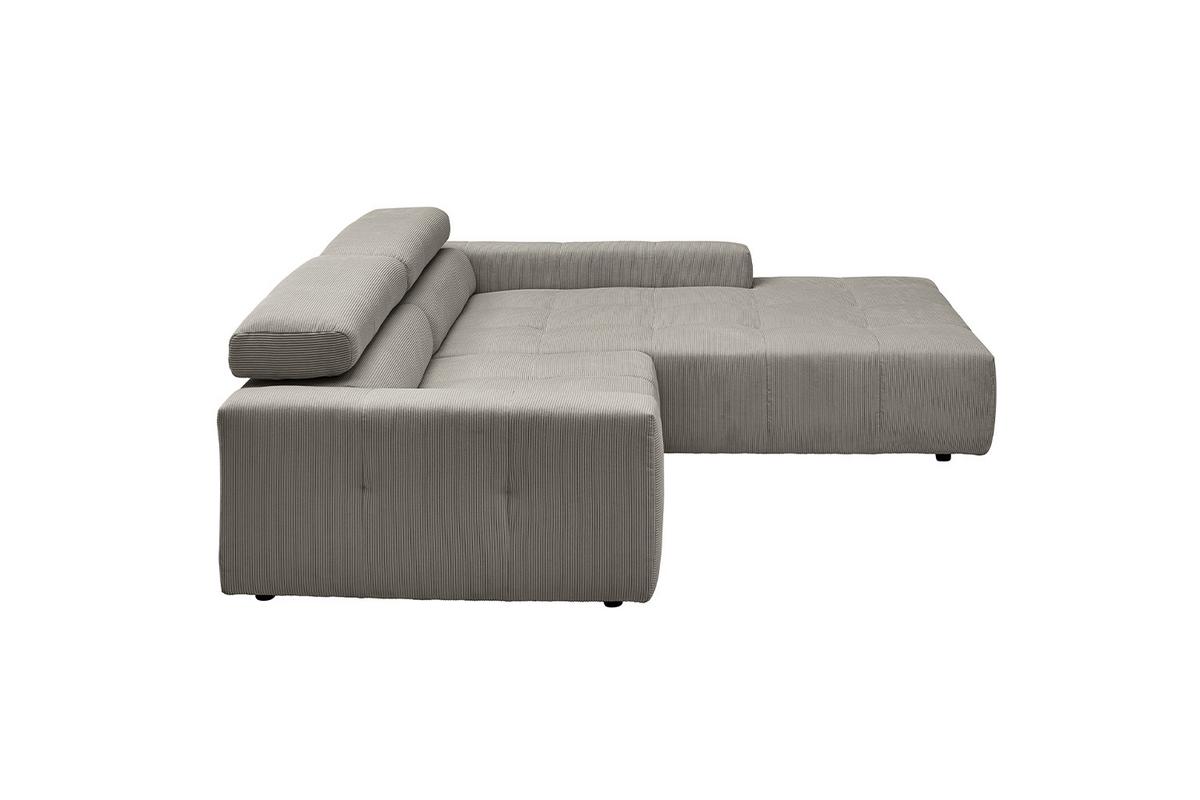ECKSOFA RENO Grau Cord - Schwarz/Grau, Kunststoff/Textil (258/217cm) - KAWOLA