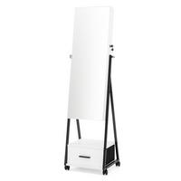 SCHMUCKSCHRANK mit Spiegel Weiß - Weiß, Metall (42/157/38cm) - COSTWAY