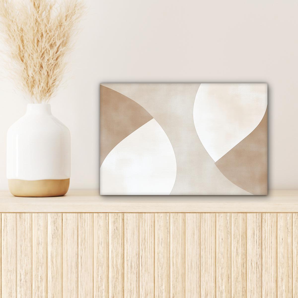 LEINWANDBILD Braun - Japandi - Abstrakt Deko Schlafzimmer 30x20 cm - Sandfarben, Textil (30/20cm) - MuchoWow