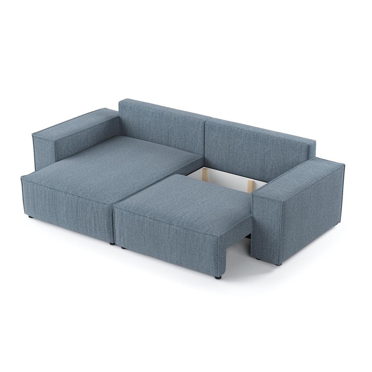 ECKSOFA SENSO mit Schlaffunktion Blaugrau im City Stoff - Blaugrau/Schwarz, Holz/Holzwerkstoff (255/148cm) - AltaBeds