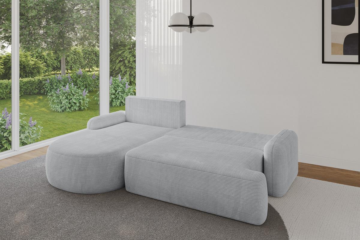 ECKSOFA mit Schlaffunktion und Bettkasten LIRA-L - 264x172x89Grau - Grau, Holzwerkstoff/Textil (264/172cm) - ALTDECOR