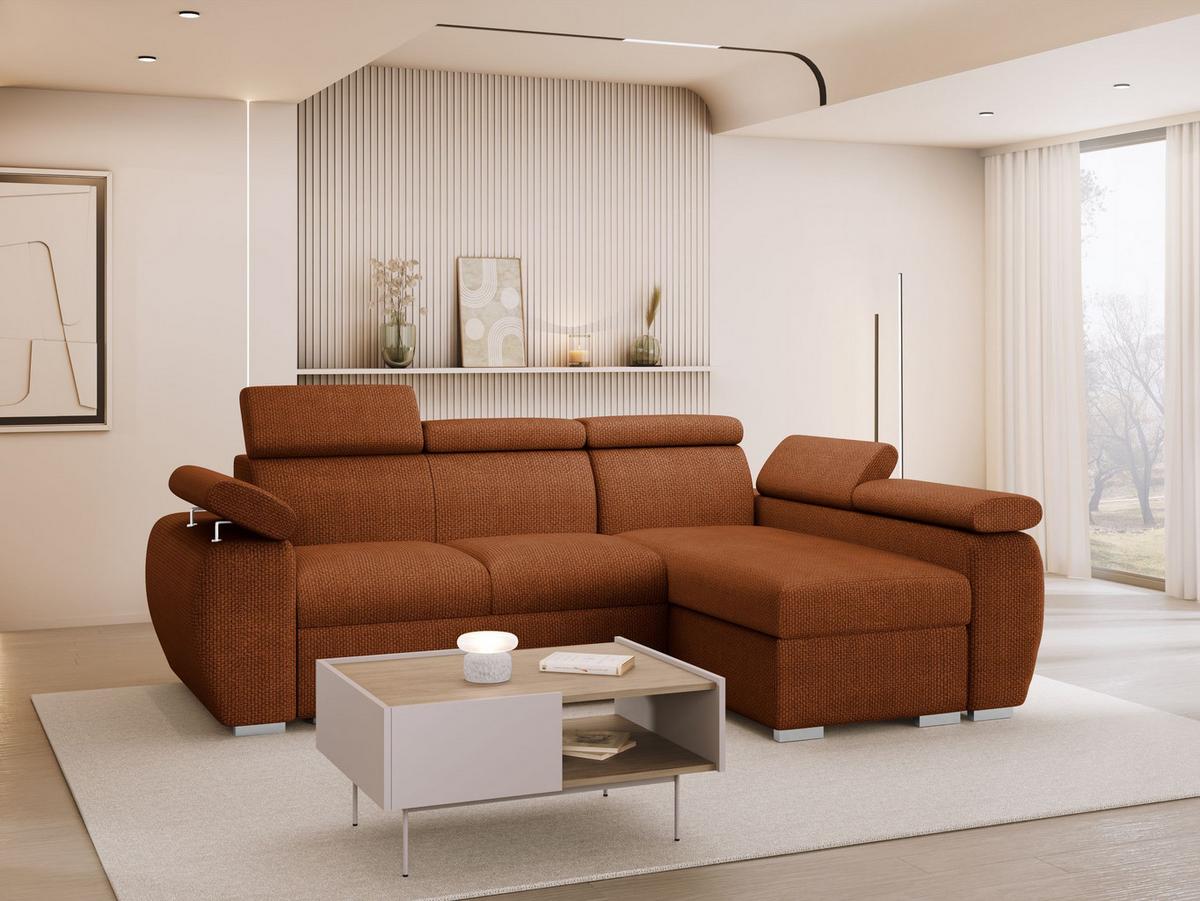 ECKSOFA Boston Mini, Seite: Rechts - 2R+LC - Chromfarben/Bronzefarben, Holz/Textil (255/170cm) - MIRJAN24