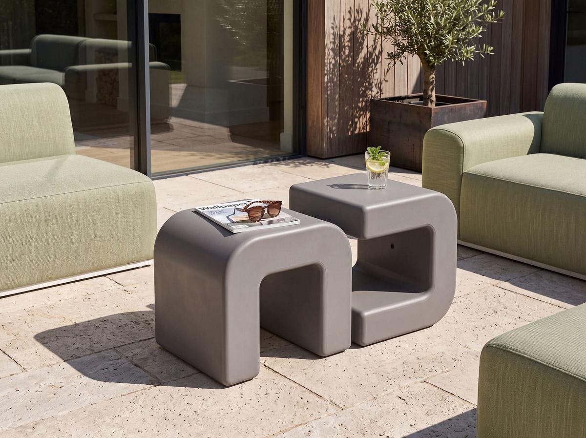 BEISTELLTISCH 2er-Set Taupe - Taupe, Kunststoff (41/45/40cm) - Beliani