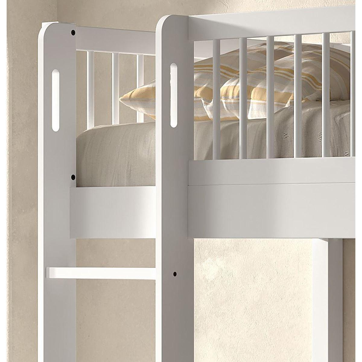 ETAGENBETT 90x200 Keeley Buche Weiß Holz Komfort Stabil Modern Design - Weiß, Holz (90/200cm) - 58aufmkessel