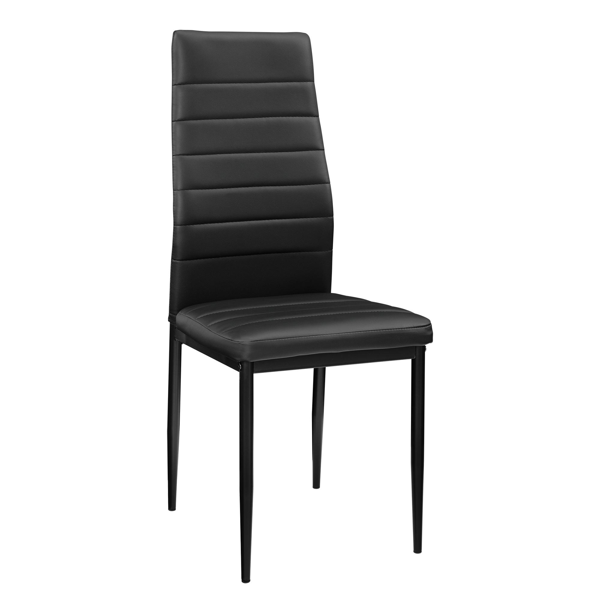 ESSZIMMERSTUHL Lidköping 2er Set - Schwarz, Leder (43/96/52cm) - [en.casa]