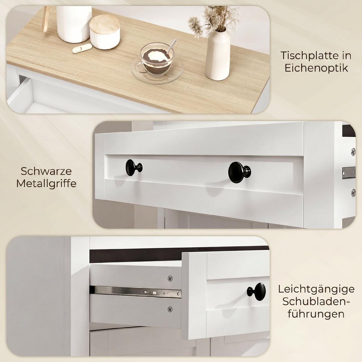 SIDEBOARD Spanplatte Weiß - Weiß, Holzwerkstoff (35/80/78.5cm) - HOMCOM
