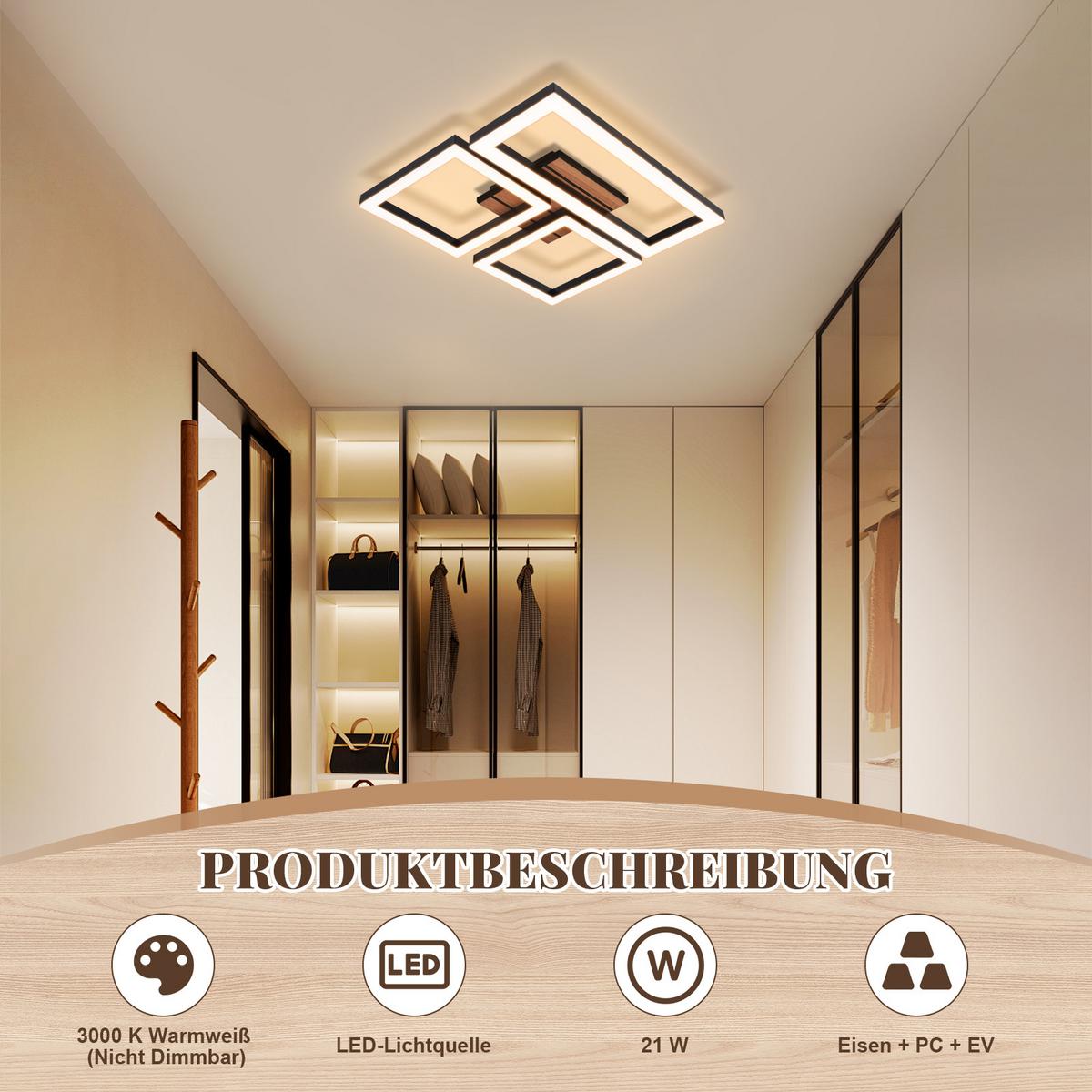 LED DECKENLEUCHTE Vrelis 37/31/6 cm - Schwarz, Kunststoff/Metall (37/31/6cm) - ZMH
