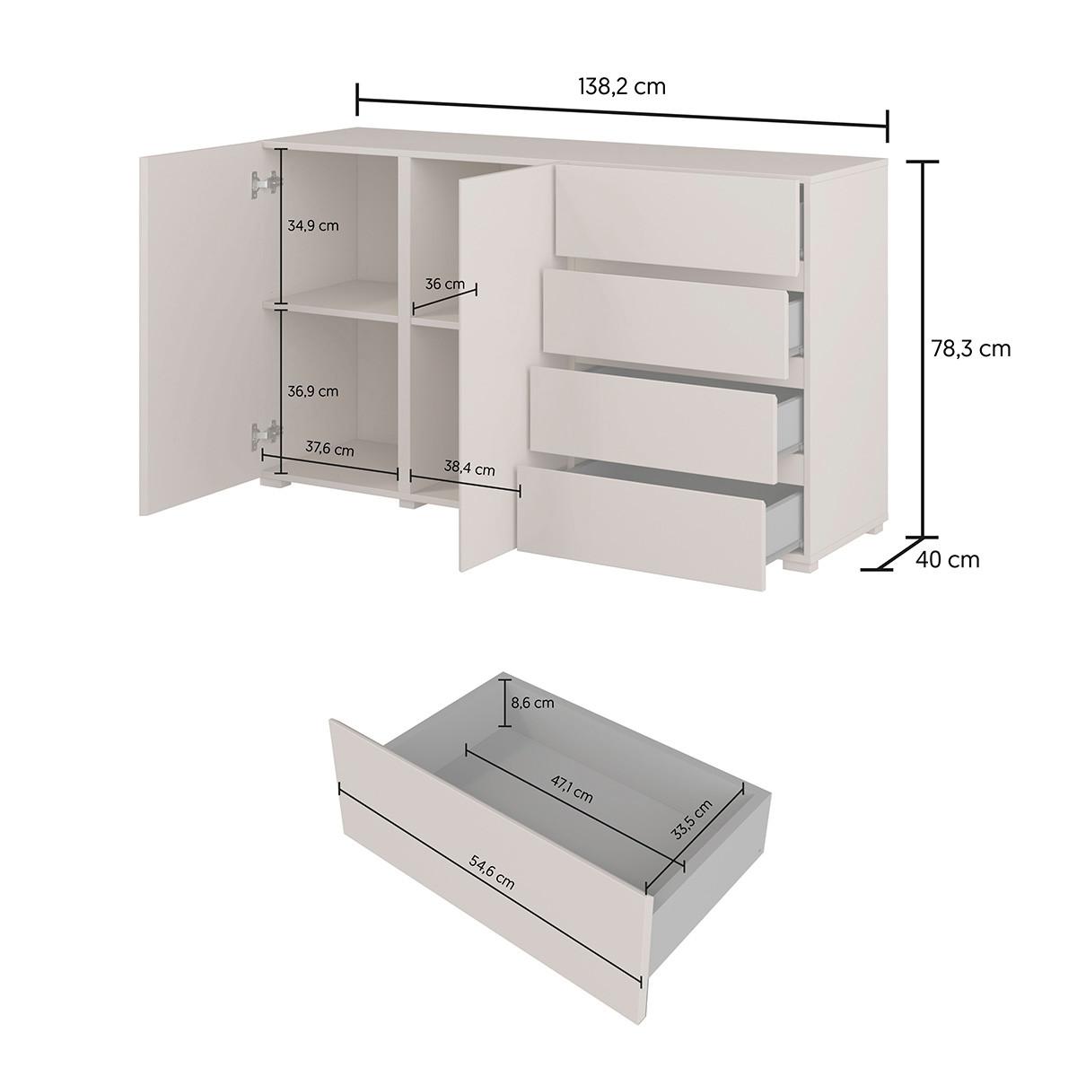 SIDEBOARD Maxis Weiß - Weiß, Holzwerkstoff (138/78/40cm) - Petits-meubles