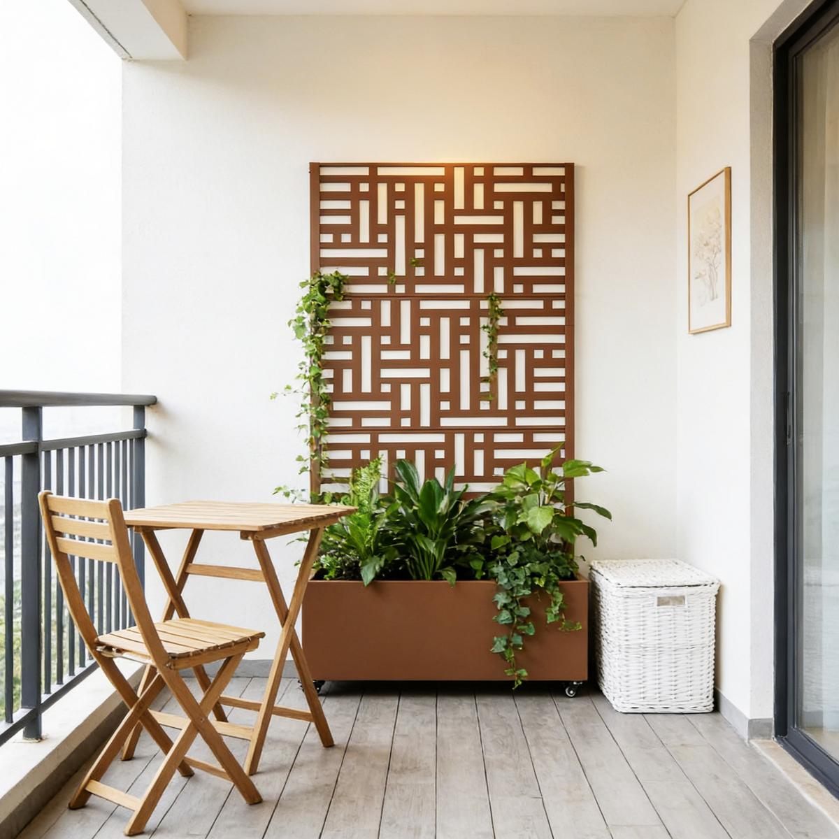 BLUMENKASTEN mit Trennwand Bernalda - Braun, Metall (120/186/40cm) - casa.pro