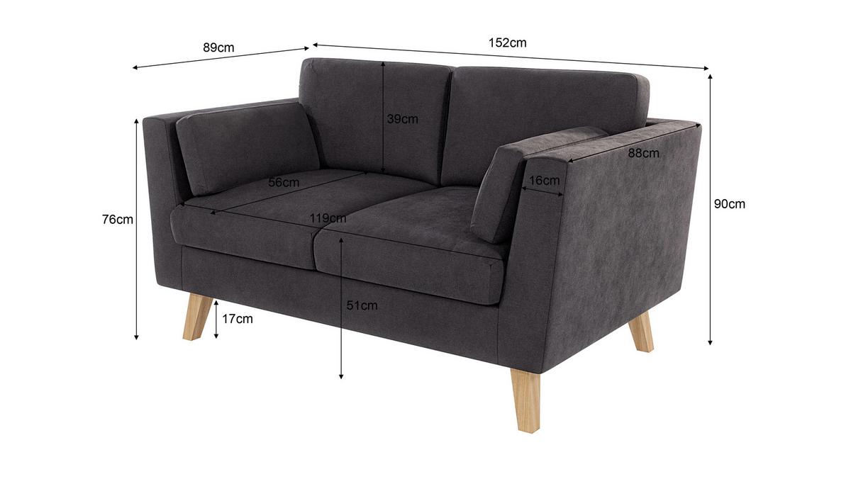 2-SITZER-SOFA Mario Graphit Microfaser - Hellbraun/Graphitfarben, Holz/Buchenholz (152/90/89cm) - S-Style Möbel