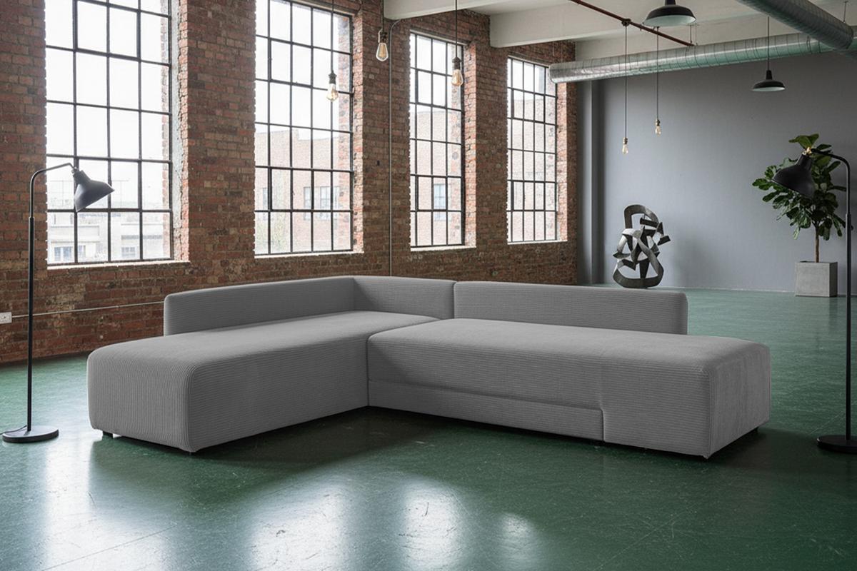 SCHLAFSOFA SADIRA Grau Cord - Schwarz/Grau, Kunststoff/Textil (288/209cm) - KAWOLA