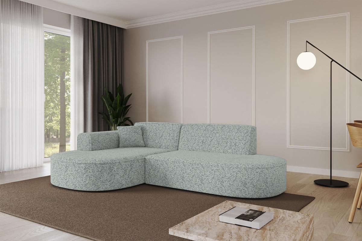 ECKSOFA Ottomane Links MARI-L1 - 243x171x79 cm Grün Tissu - Wildeiche/Schwarz, Holzwerkstoff/Kunststoff (243/171cm) - ALTDECOR