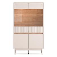 VITRINE Dunea 4-türig Kaschmirgrau/Eichenoptik 92 cm - Taupe, Holzwerkstoff/Metall (92/156/40cm) - Selsey