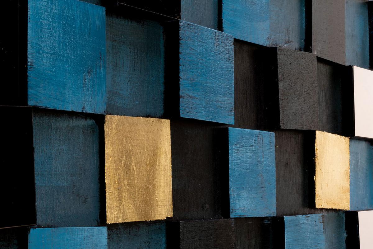HOLZBILD Blau 100/70 cm - Blau, Holz/Kunststoff (9/70cm) - KUNSTLOFT