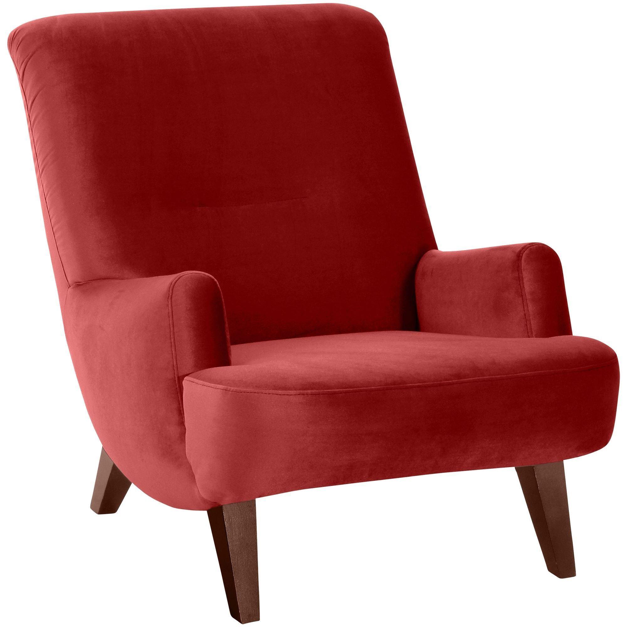 SESSEL Kajsa 71x80x101 Bezug Samtvelours Buche nussbaum/ziegel - Terracotta/Nussbaumfarben, Kunststoff (101/80/71cm) - 58aufmkessel