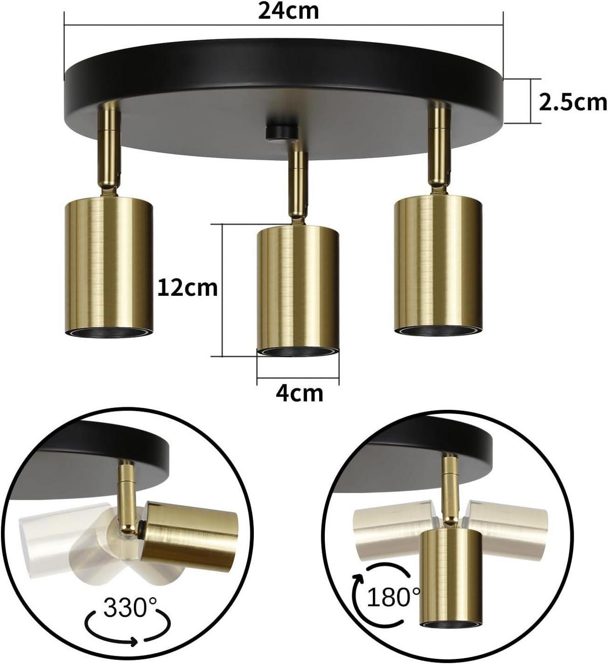 DECKENSTRAHLER Heidi 3-flammig 24/24/12 cm - Goldfarben, Metall (24/24/12cm) - Nettlife