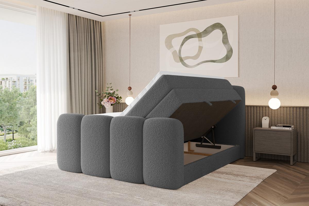 BOXSPRINGBETT mit Matratze H3/H4 - NINA-Z KING - 200x200 cm Grau - Titanfarben, Holzwerkstoff (200/200cm) - ALTDECOR