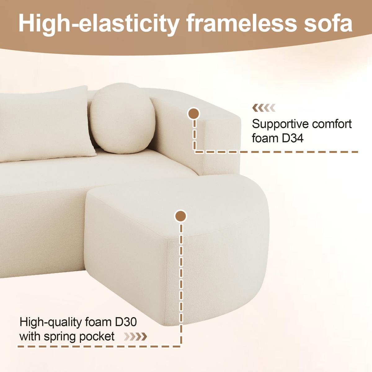 SCHLAFCOUCH aus Chenille in Beige Modulares Design & Ohne Montage - Beige, Textil (165/68/292cm) - Urban Meuble