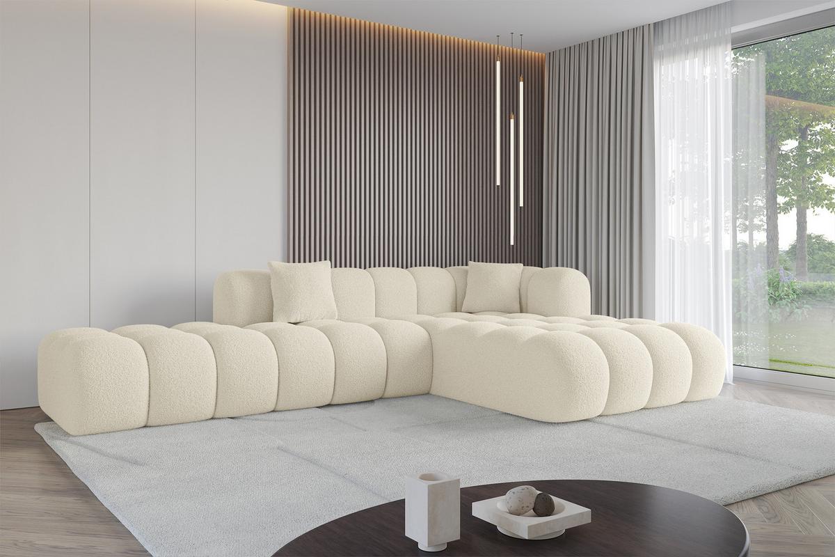 ECKSOFA Ottomane Rechts OLEA-L2 - 289x176x71 cm Beige - Creme/Schwarz, Holzwerkstoff/Kunststoff (289/176cm) - ALTDECOR