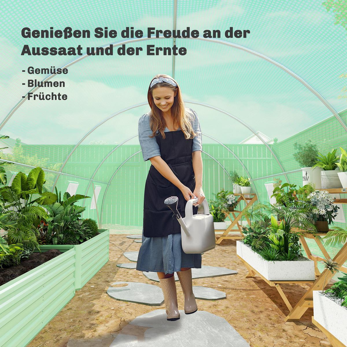 FOLIENGEWÄCHSHAUS, Grün, Verzinkter Stahl, PE-Kunststoff - Grün, Kunststoff (300/200/600cm) - Outsunny