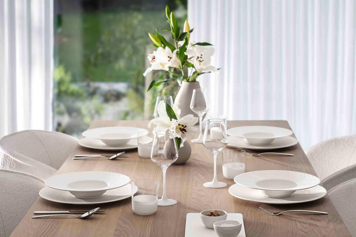 WEISSWEINGLÄSER Manufacture Rock weiß-transparent 380 ml 4er Set - Transparent/Weiß, Glas (0.38L) - Villeroy & Boch