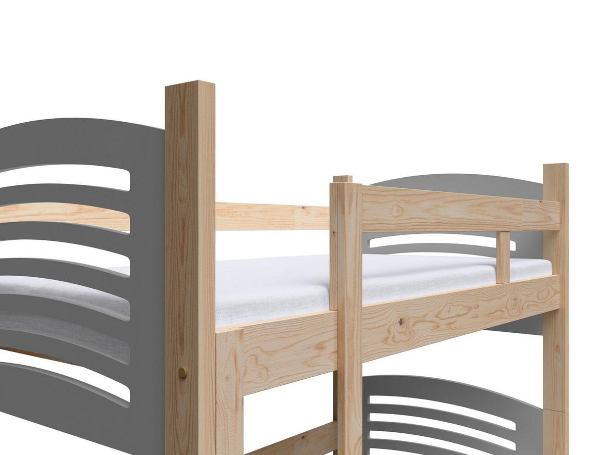 ETAGENBETT OHANA mit Bettkasten 75x160 cm Kieferfarben - Kieferfarben/Grau, Holz (75/160cm) - MASSENO