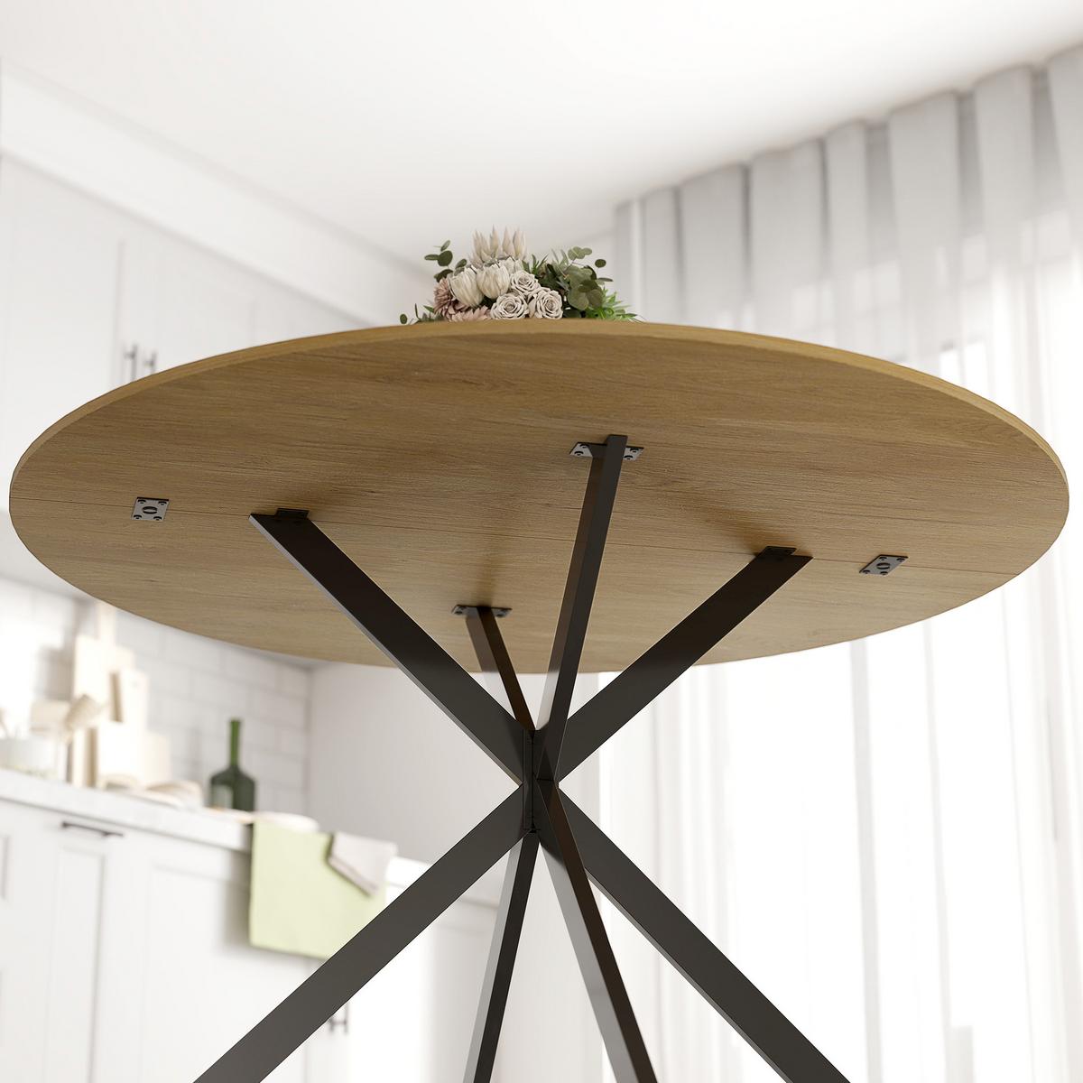 ESSTISCH Spanplatte Stahl Eiche - Eichefarben, Metall (100/100/75cm) - HOMCOM