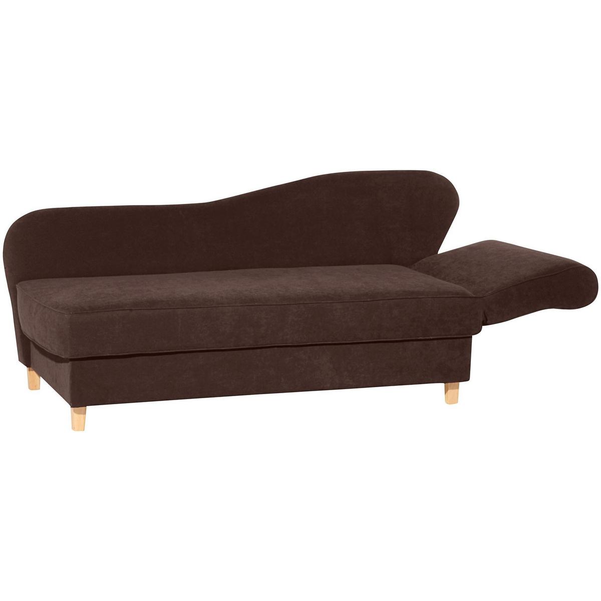 RECAMIERE mit Armteil rechts klappbar Katia Bezug Veloursstoff Buche natur / braun - Braun, Kunststoff (190/82/88cm) - 58aufmkessel