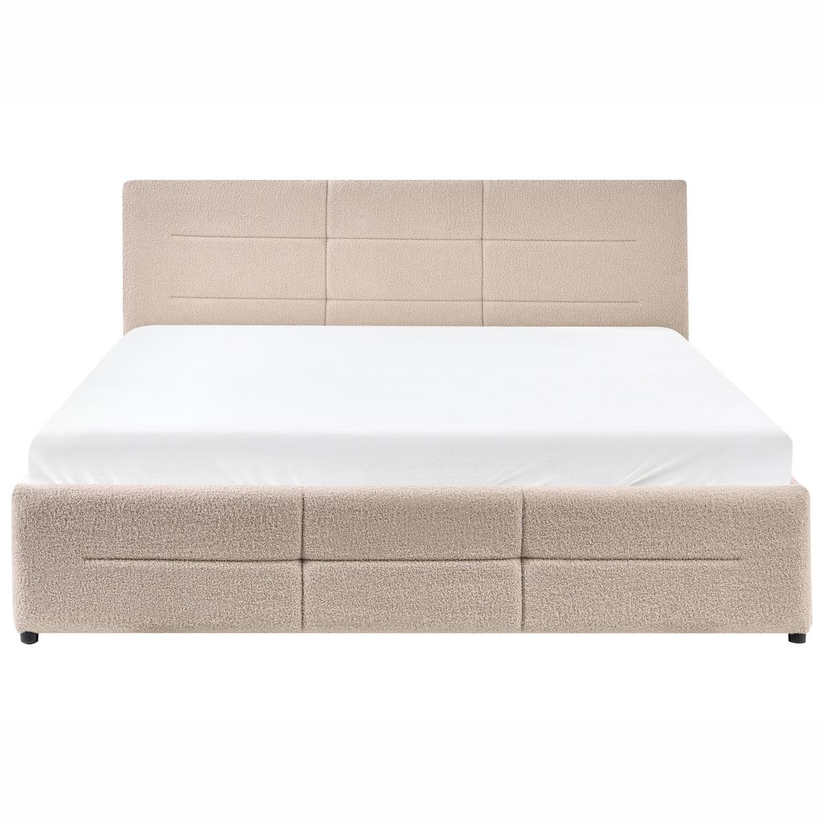 BETT mit Stauraum 160/200 cm Bouclé Beige Massognes - Beige, Textil (160/200cm) - Beliani