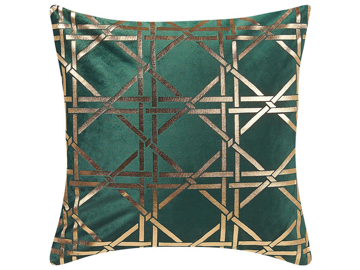 DEKOKISSEN 2er-Set Dunkelgrün 45/45 cm Cassia - Dunkelgrün, Textil (45/45cm) - Beliani