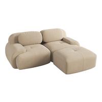 ECKSOFA Modulares Boneless Cord Sofa 2-Sitzer - Beige, Textil (208/178cm) - Urban Meuble