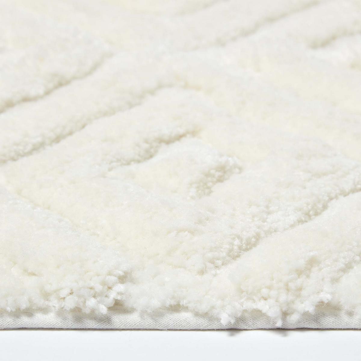 BADEMATTE 50/80 cm Rautenmuster, Hochflor - Weiß, Textil (50/80cm) - Homescapes