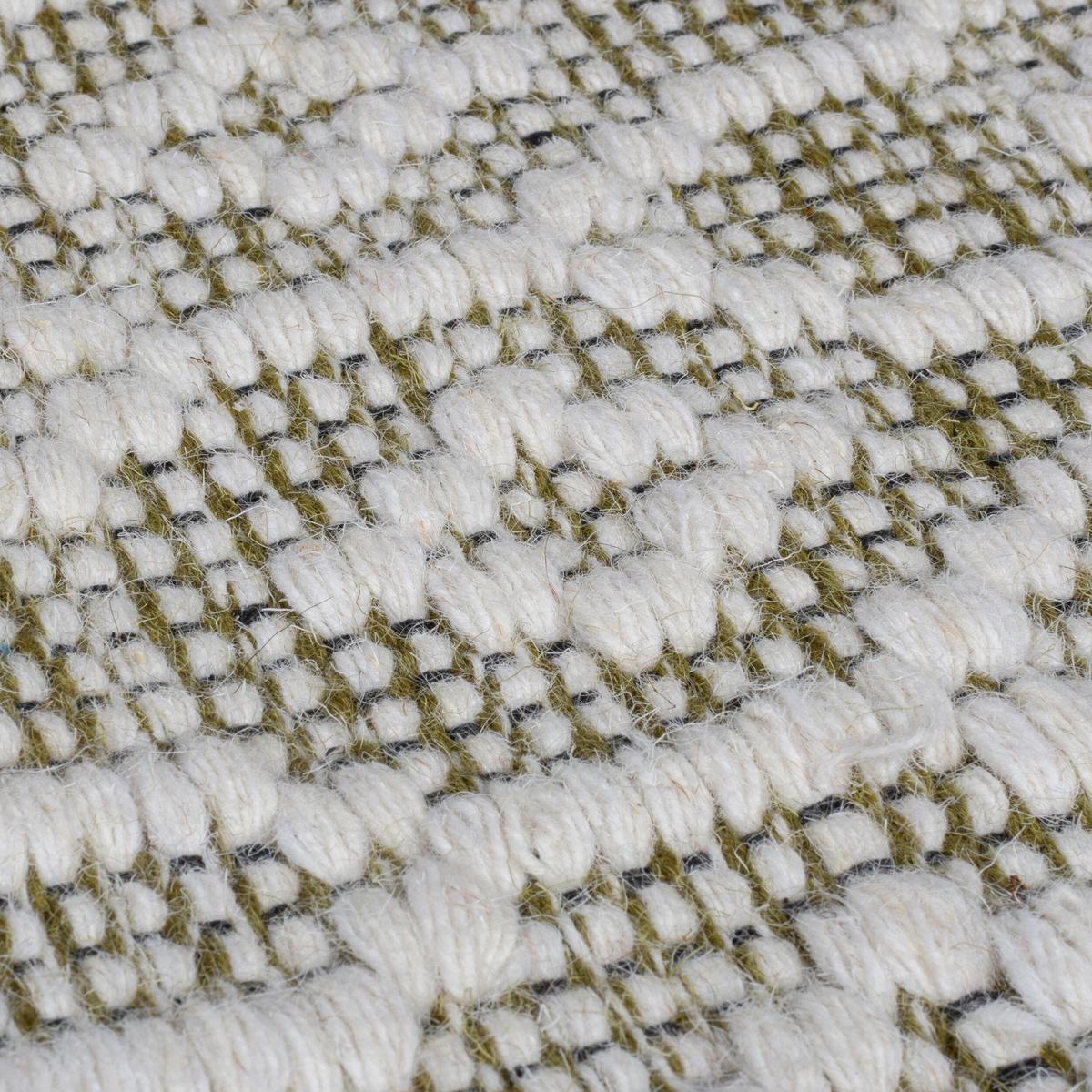 WOLLTEPPICH handgewebt ROTHER, mit Diamant Muster, Hellgrün, 80 x 150 cm - Grün, Textil (150/80cm) - KADIMA DESIGN