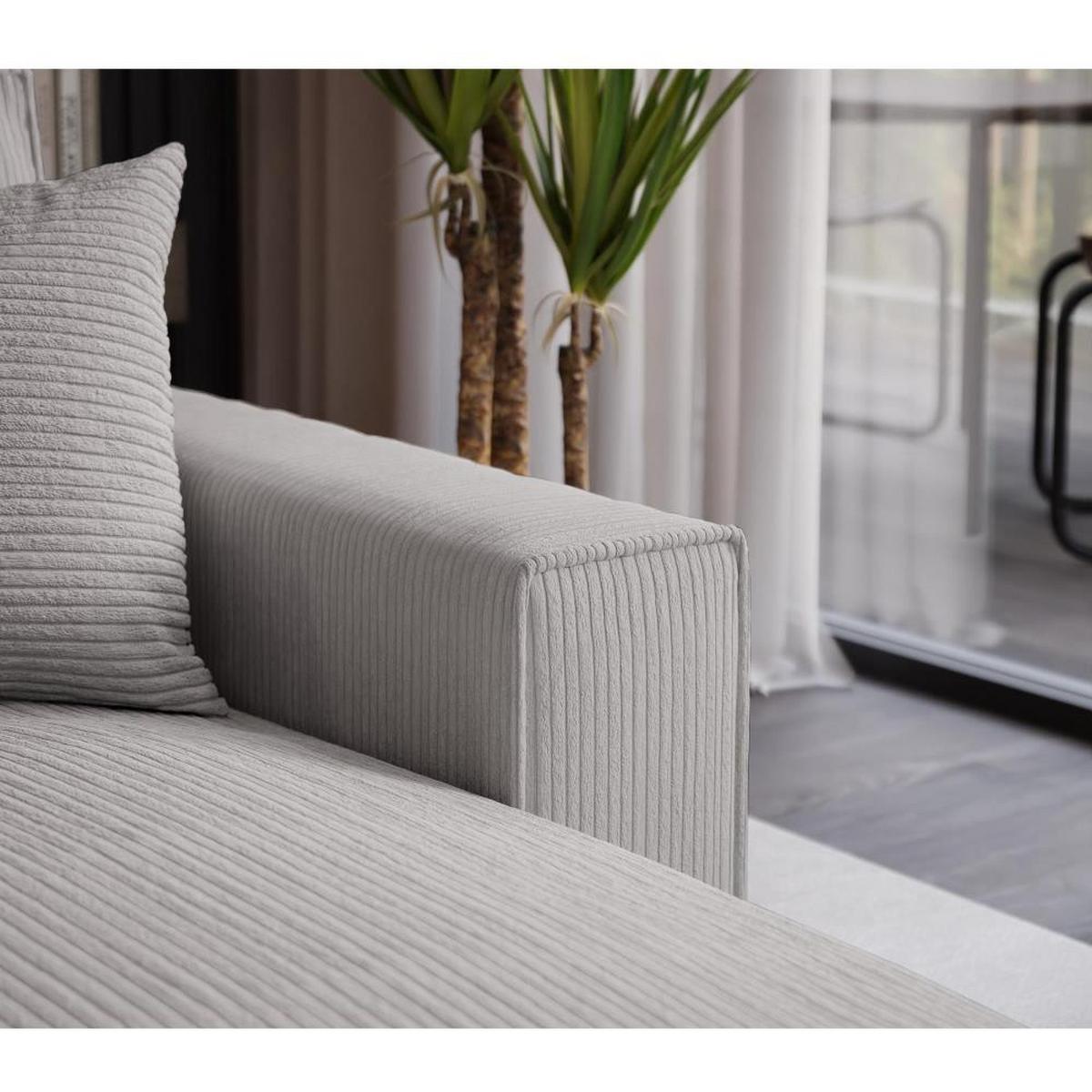 ECKSOFA Parys mit Schlaffunktion und universeller Ottomane, hellgrau - Hellgrau/Schwarz, Kunststoff/Textil (290/185cm) - Beautysofa