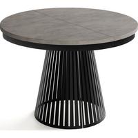 ESSTISCH Naro rund ausziehbar mit Schwarzem Lamellen-Metallgestell, Beton-Optik Dunkelgrau 120-200/120/76 cm - Dunkelgrau/Schwarz, Holzwerkstoff/Metall (120/196/76cm) - WFL GROUP