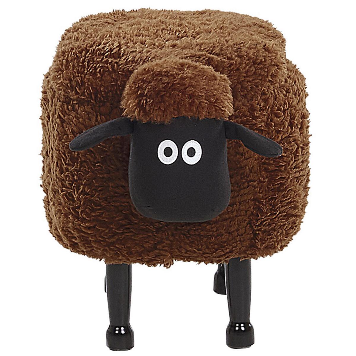TIERHOCKER Braun Sheep 35/55/40 cm - Braun, Kunststoff/Textil (55/40/35cm) - Beliani