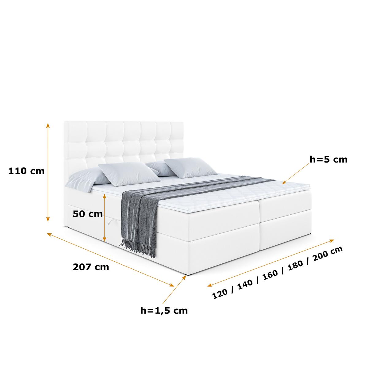 BOXBETT mit H3-Matratze und Lattenrost - BERO - 140x200 Weiß Hochglanz - Weiß Hochglanz, Holzwerkstoff (140/200cm) - ALTDECOR