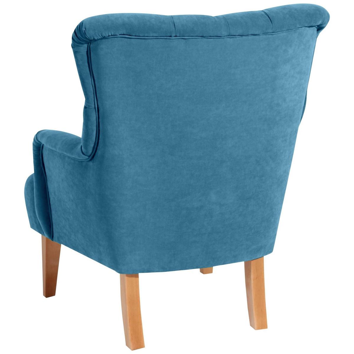 SESSEL Kaiya Bezug Veloursstoff Buche natur / petrol - Blau, Kunststoff (71/97/82cm) - 58aufmkessel
