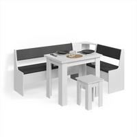 ECKBANKGRUPPE Tiberio Weiß 180 x 120 cm mit Tisch - Weiß, Holzwerkstoff (180/80/120cm) - Livinity®