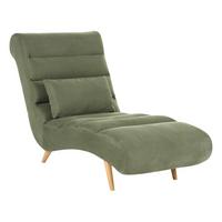 CHAISELONGUE Stoff Grün Rives - Hellbraun/Braun, Textil (78/97/160cm) - Beliani