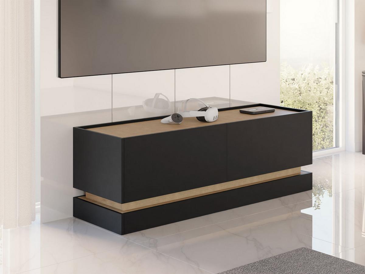 TV-LOWBOARD Zarpant 150 2K - Eichefarben/Schwarz, Holzwerkstoff (150/47/37cm) - MIRJAN24