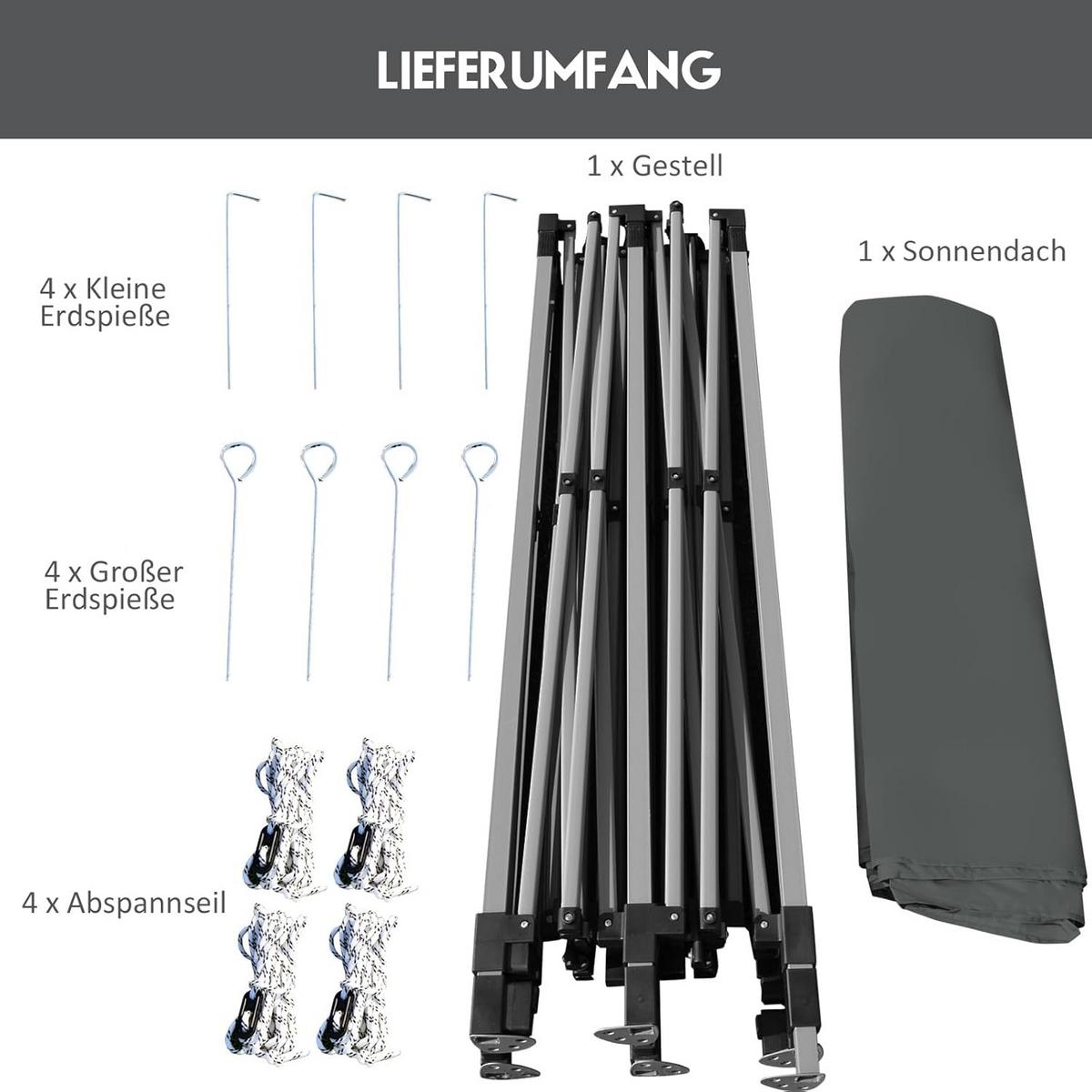 POP-UP-UBERDACHUNGSZELT Grau - Grau, Textil (300/335/300cm) - COSTWAY