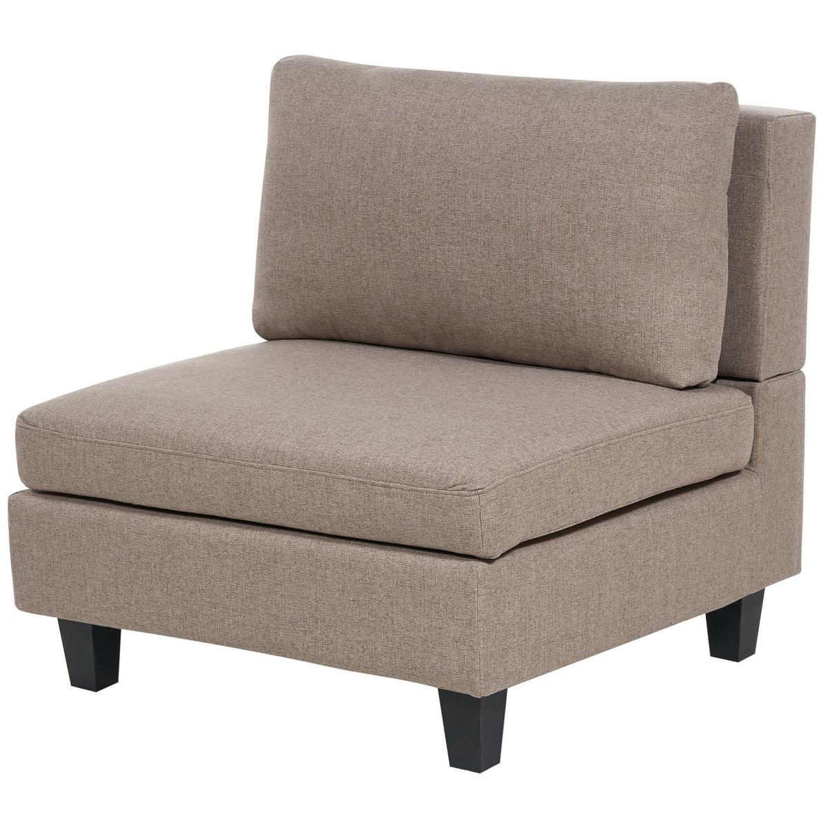 3-SITZER-SOFA Leinenoptik braun mit Ottomane Unstad - Schwarz/Braun, Textil (228/72/76cm) - Beliani